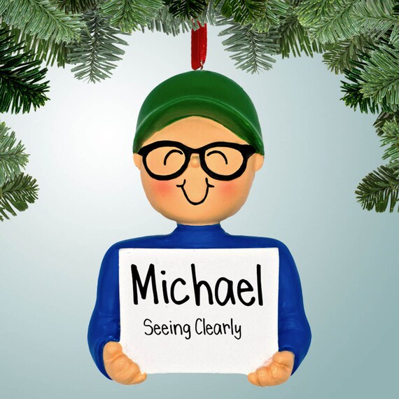 Boy With Glasses Wearing Baseball Cap Personalized Christmas