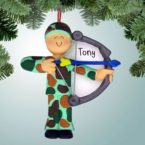 Bow Hunter With Blue Arrow Christmas Ornaments Archery Etsy