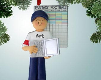 Fantasy Football Female Blonde Personalized Christmas Tree Ornament 811823019281 