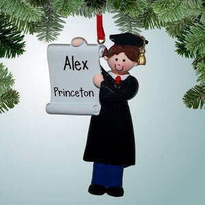 Männlicher bestandener - braunes Haar - Weihnachtsverzierungen - bestandenen Abschluss - freie Personalisierung - Abschluss - Abitur - College