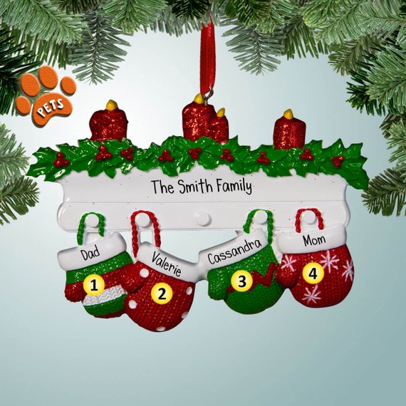 thumbnail image 2 of Catzon Christmas Hanging Ornament Personalized Mitten Family-4 Golves | BIG W 2 of 13