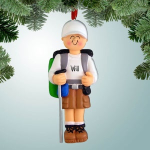 Male Hiker with Brown Shorts - Christmas Ornaments - Hiking