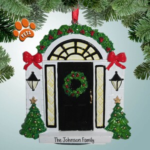 Holiday Front Door - Black - Christmas Ornaments - New Home & Housewarming realtor - real estate - apartment - condo - Optional Pets