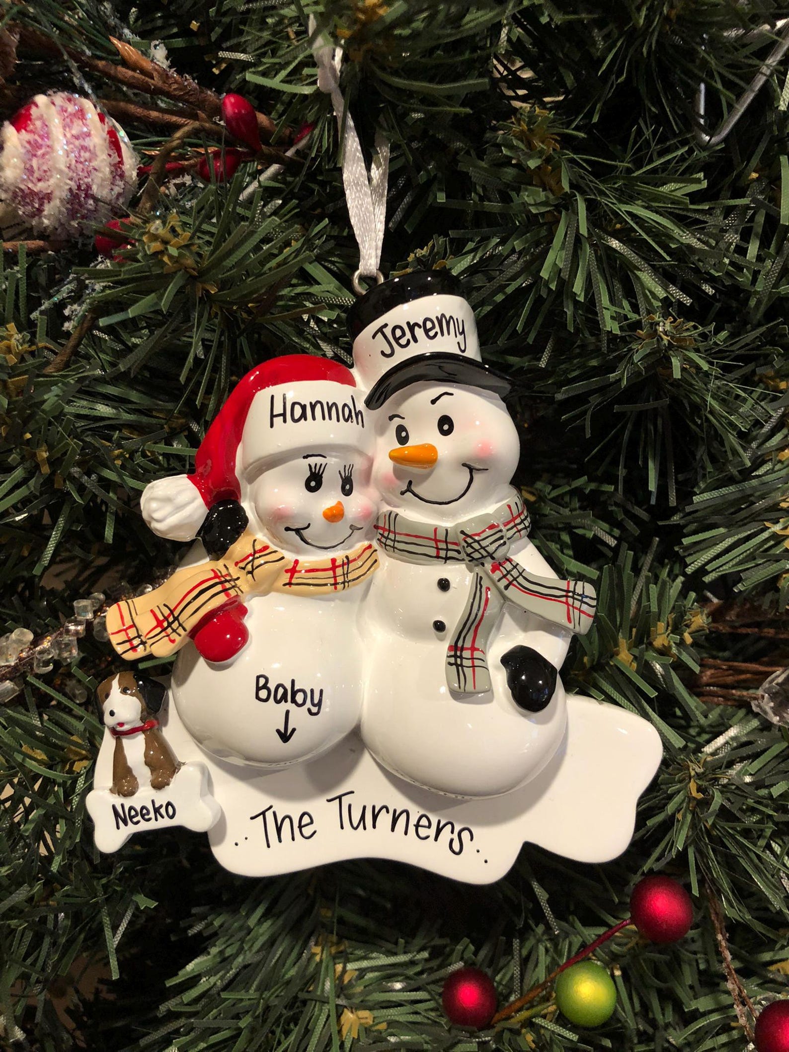 We're Expecting Snowman Couple - Personalized Christmas Ornament ...