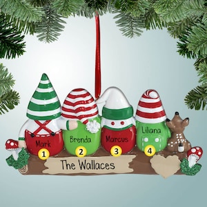 Gnomes Family - 4 - Christmas Ornaments - Family Ornaments - Family of 4  - Free Shipping Eligible - Garden - Gardening - Yard Decorations
