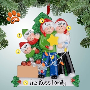 Personalized Family Decorating Christmas Tree - 4 Christmas Ornament - Preparing for Xmas - Four - Christmas Eve - Holiday Traditions