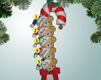 Candy Cane Bären - 5 - Weihnachten Ornamente - Familie Ornamente - Familie von 5 - kostenloser Versand berechtigt