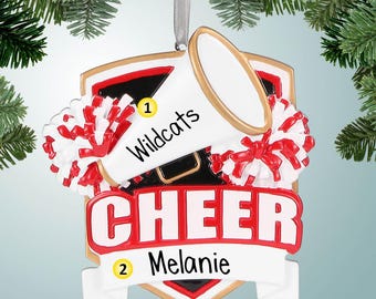 Personalized Cheer Banner With Megaphone - Red Christmas Ornament