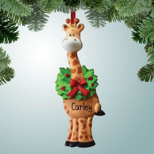 Giraffe with Christmas Wreath - Christmas Ornaments - Farm & Zoo Animals  - free shipping