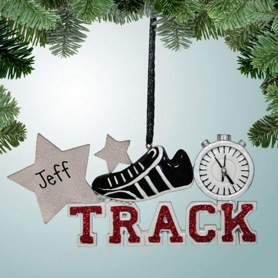 Track Shoe and Stopwatch Personalized Ornaments Fitness Etsy