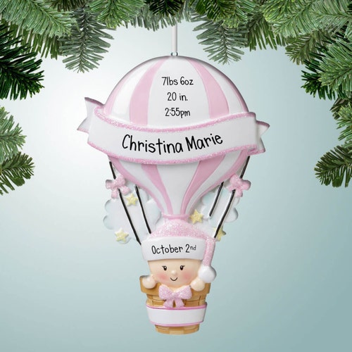 Globo aerostático Bebé recién nacido - Adornos navideños - Bebé recién nacido 1ª Navidad - niña