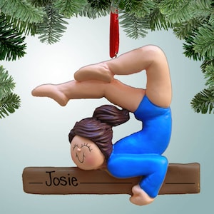 Balance Beam Gymnast with Brown Hair - Personalized Christmas Ornaments - Gymnastics gymnastics - gymnast