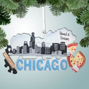 Chicago - Personalized Christmas Ornament - Windy City - Free Shipping eligible -Cubs - Whitesox - Bears - Illinois - Blackhawks - Pizza