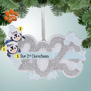 Last Year&#39;s Personalized 2023 Penguin Couple Christmas Ornament - Personalization Gifts - Family - Newlyweds - Just Married