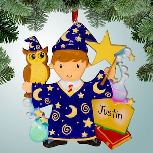 Wizard - Boy - Personalized Christmas Ornaments - Fantasy Characters - Witchcraft - Free Shipping Eligible