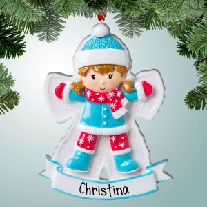 Snow Angel Girl Personalized Christmas Ornaments - Snow Activities - Free Shipping - Personalized Free