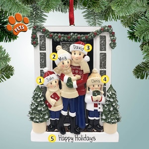 Voordeurornament met slinger - 4 - gepersonaliseerde familieornament - nieuw huis - optionele huisdieren - ons nieuwe huis - gratis personalisatie