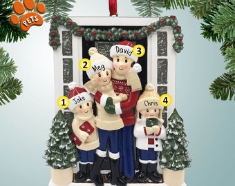 Front Door Ornament with Garland - 4 - Personalized Family Ornaments - New Home - Optional Pets - Our New House - Free Personalization