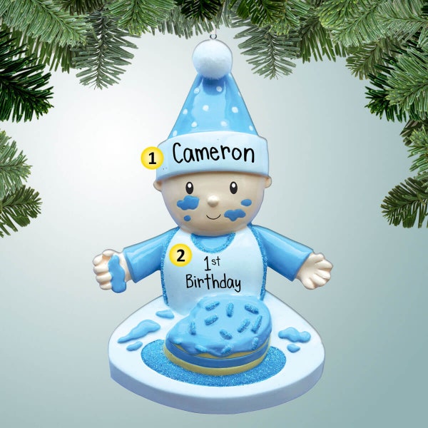 1st Birthday Cake - Boy Personalized Christmas Ornaments - Party - Celebration - 2nd Birthday - Free Personalization