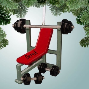 Weight Bench - Personalized Christmas Ornament - Fitness - Working Out - Join a Gym - Bench Press - Lifting Weights - Pumping Iron