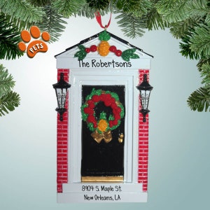 Brick House with Black Door - Christmas Ornaments - New Home & Housewarming realtor - real estate - apartment - condo