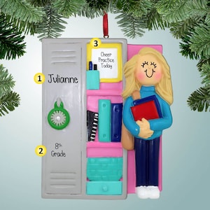 Open School Locker Girl - Blonde Hair - Back to School - Returning to the Classroom - Student - Personalized Christmas Ornament