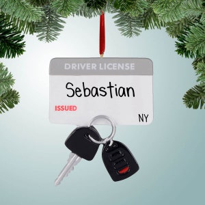 Personalized Driver License with Key Fob Christmas Ornament - New Driver - Learning to Drive - 1st Car - Automobile - Truck - First