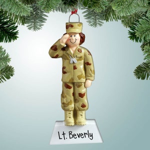 Saluting Military Woman- Personalized Christmas Ornaments - Active Duty - Gifts for Servicewomen