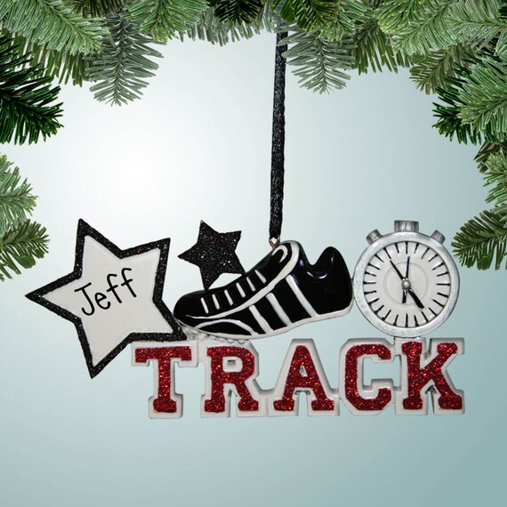 Track Shoe and Stopwatch Personalized Ornaments Fitness Etsy