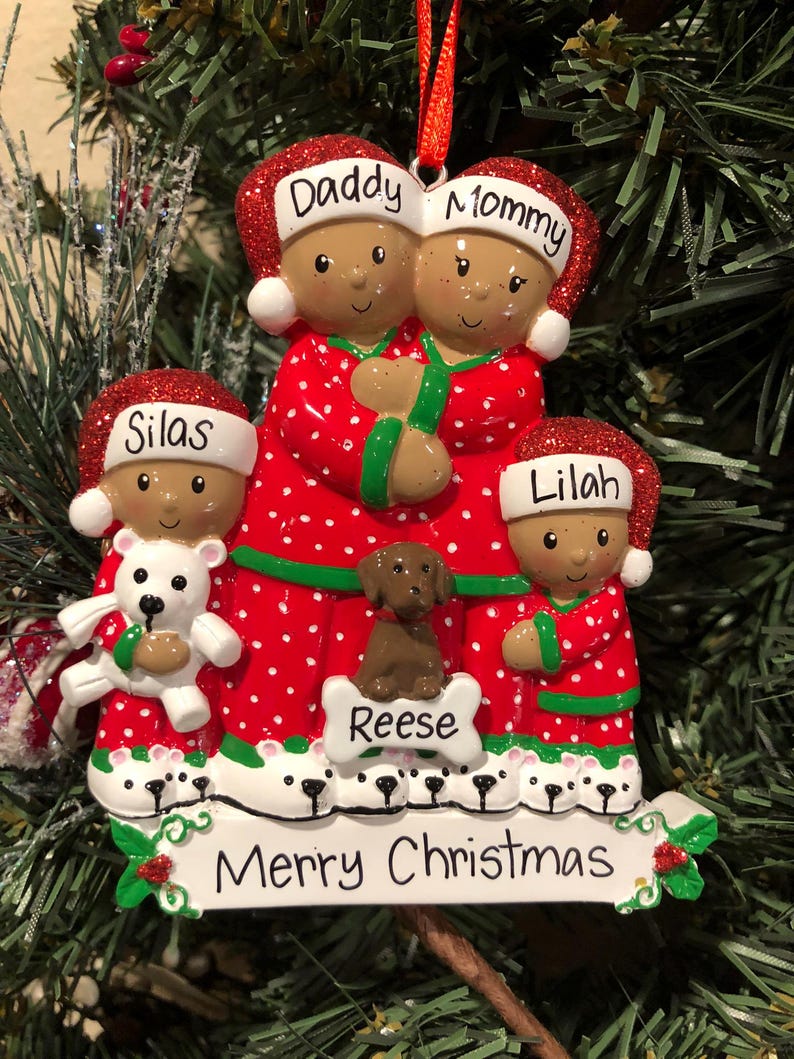 Christmas Family in Red Pajamas - African American - 4 - Christmas ...