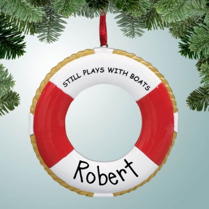 Personalisierter Rettungsring spielt immer noch mit Booten Weihnachtsverzierung - Segeln - Bootfahren - Segelboot - Motorboot - Angeln