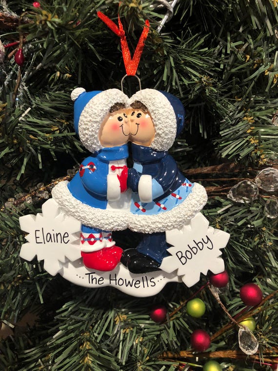 Ornamento Natale Personalizzato Babbo Natale E Signora - In Acrilico, 8,5x3,5 Cm, Regalo Per Coppie