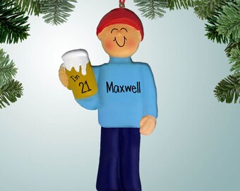 Biertrinker - Männlich - Personalisierte Weihnachtsverzierung - 21