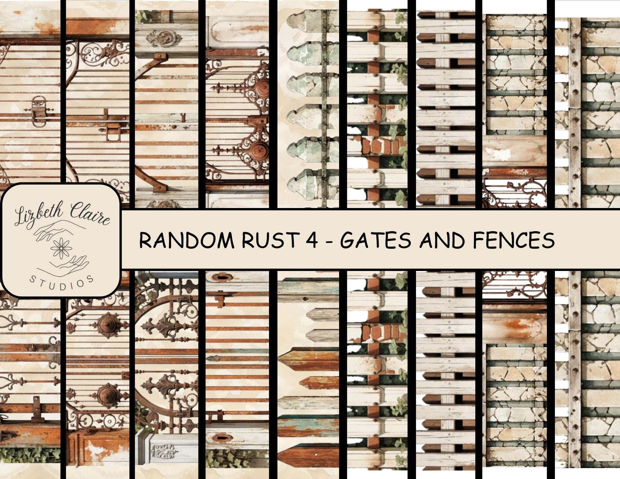 Random Rust 4 - Gates & Fences Instant Digital Download Junk Journal ...