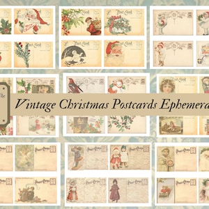 36 piezas vintage postal navideña conjunto de efímeras embellecer diario basura bolsillos de libros en blanco etiquetas tarjetas de diario tarjetas efímeras de boletos