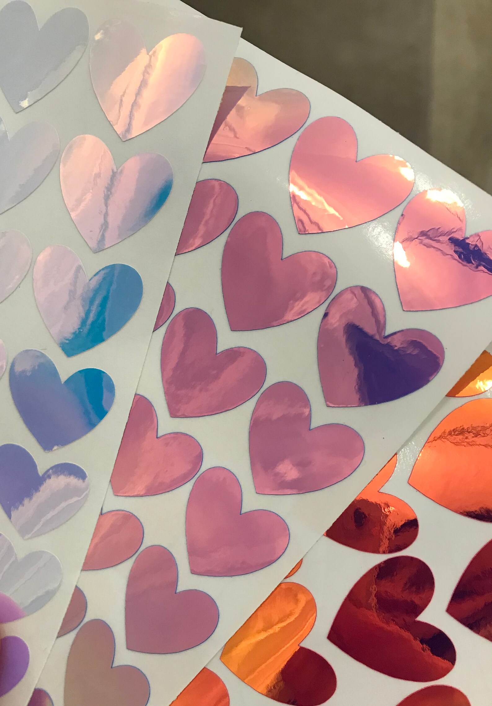 60 Holographic Heart Stickers Etsy