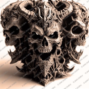 3D Illusion | Laser Burn PNG Digital File | Perfect for Engraving | Laser Ready Design | Instant Download | Horror | Tattoo | Skull