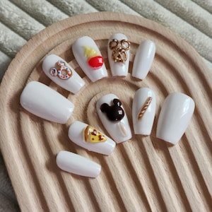 Magical Park Snacks | Reusable Gel Press On Nails | Cute