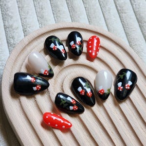 Cute Cottage Mushroom | Reusable Gel Press On Nails