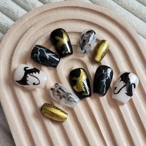 Dragon Rider | Reusable Gel Press On Nails | Shadow | Lightning