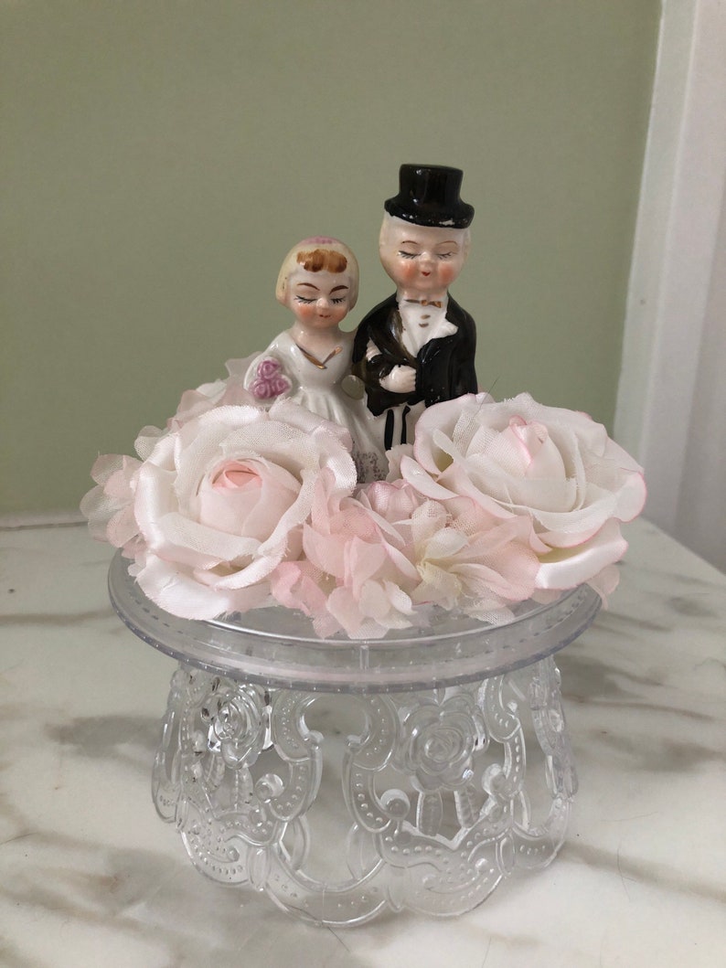 Wedding cake figurines topper bride and groom vintage image 7