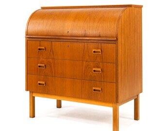 Teak Roll Top Desk Etsy