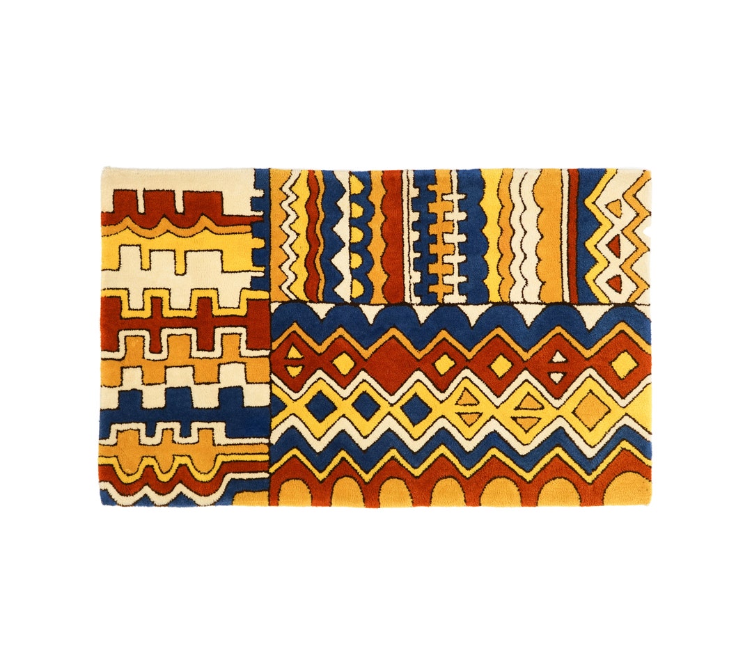 Incredible Vintage Edward Fields Ca. 1971 Geometric Psychedelic Rug Etsy