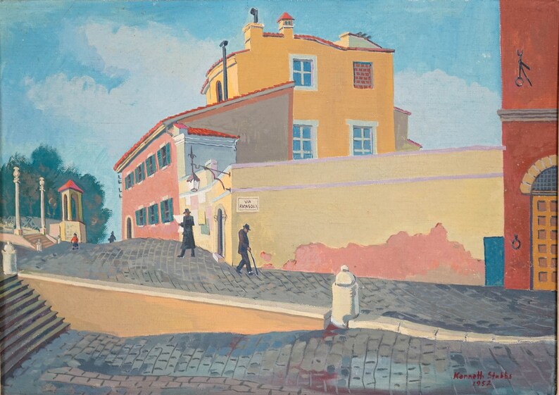 Paysage urbain original signé, Kenneth Stubbs 1907-1967 1952 image 2