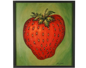 Original Strawberry Painting by Lenora Davidson (1929-2021)