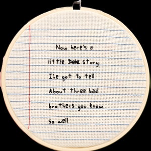 Beastie Boys - Paul Revere Lyrics - Linjerat papper Korsstygn Väggbonad