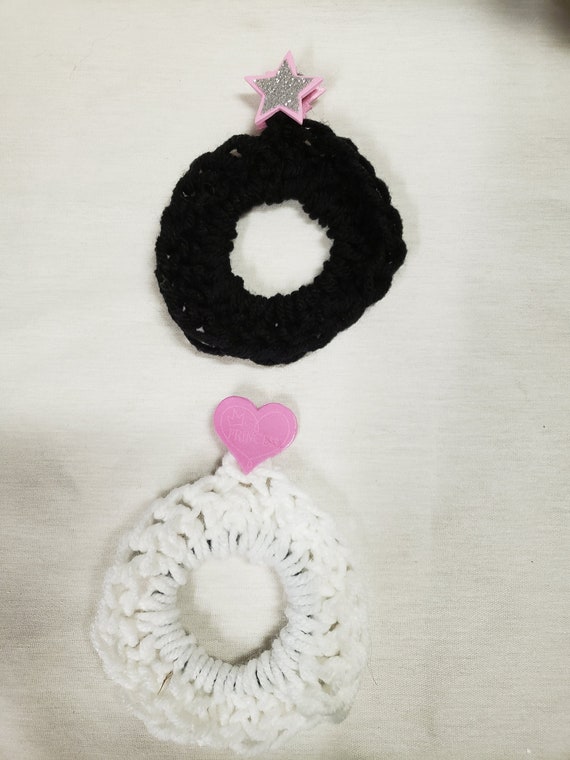 Crocheted Hair Tie Little Girls Poneytail Holders Set Of 2 Etsy