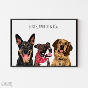 Multi pet portrait | portrait from photo | dog portrait | multiple pet art | two pet portrait