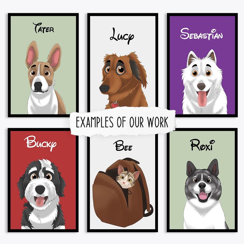 Cartoon Pet Portrait | Custom Cartoon Pet Portrait | Cat & Dog Portrait From Photo | Pet Cartoon Style | Custom Cat Gift image 2