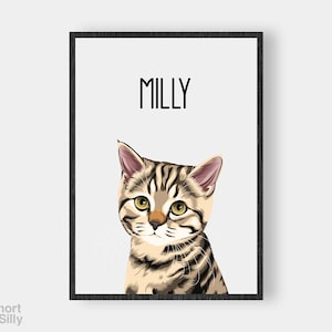 Ritratto di gatto / Ritratto di gatto personalizzato / Regalo artistico personalizzato con gatto